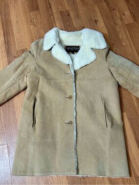 Wilson’s Leather Shearling -Lined Suede Coat in Tan